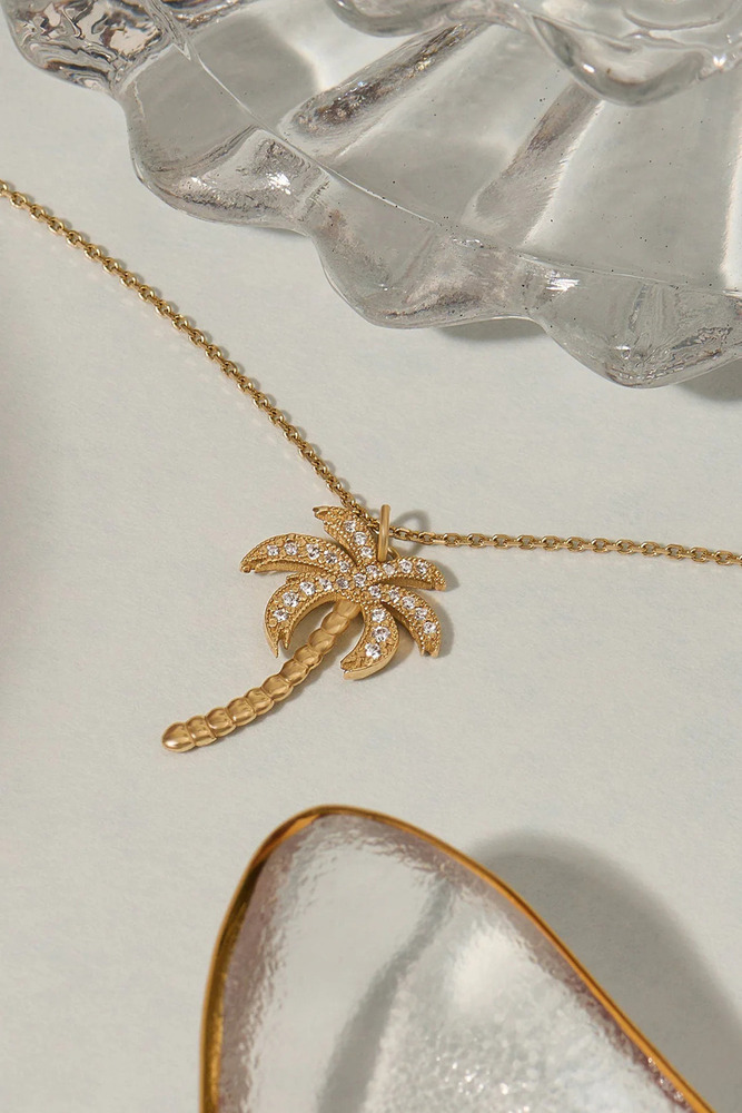 Lab Grown Diamond Palm Tree Pendant Necklace