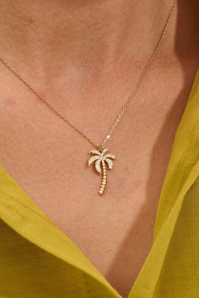 Lab Grown Diamond Palm Tree Pendant Necklace