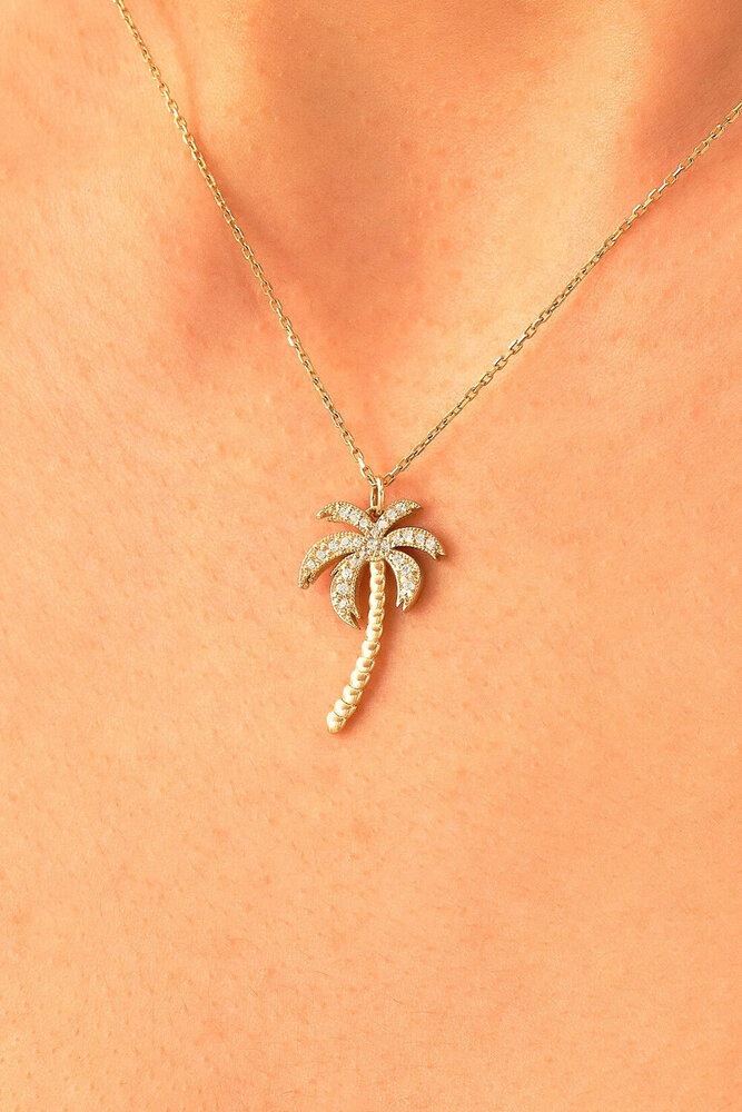 Lab Grown Diamond Palm Tree Pendant Necklace