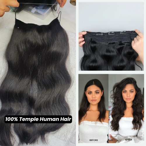 Invisible Wire Halo Hair Extensions Real Remy Human Hair 18inch 100gm Supplier