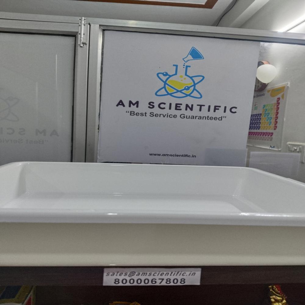 Laboratory Tray - Plastic, 450x350x75 Mm | White Color, Shallow Flat Design For Efficient Holding And Transport Of Lab Items