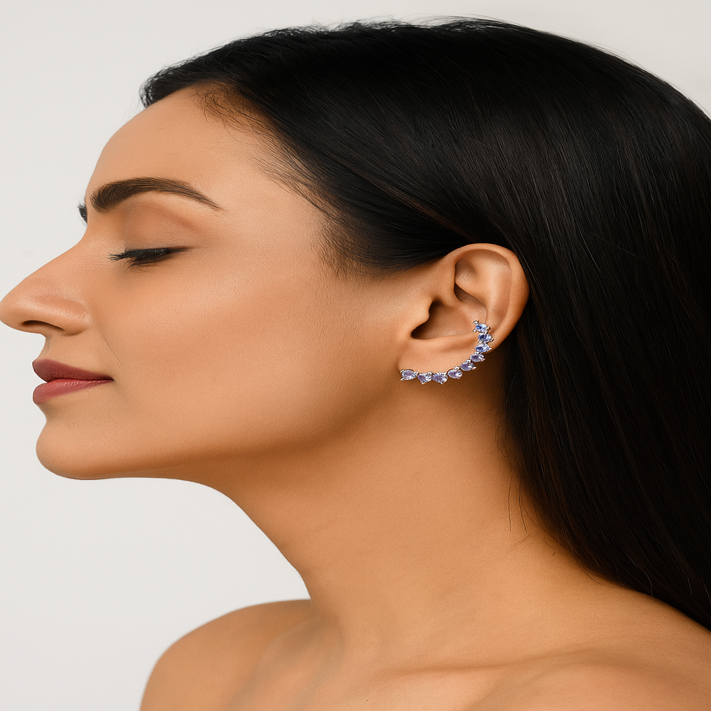 Tanzanite Stud Earrings in Sterling Silver