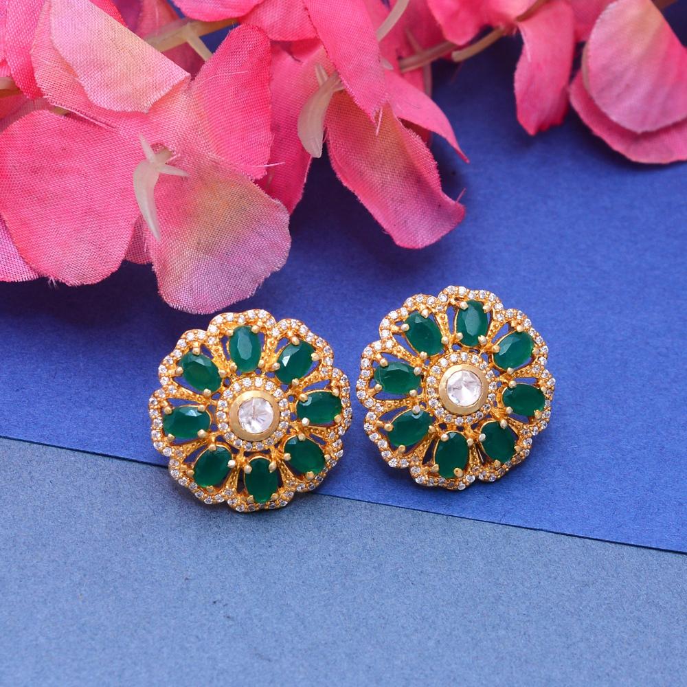 Emerald Earrings Wholesale, 925 Sterling Silver Stud Earring, Moissanite Earring