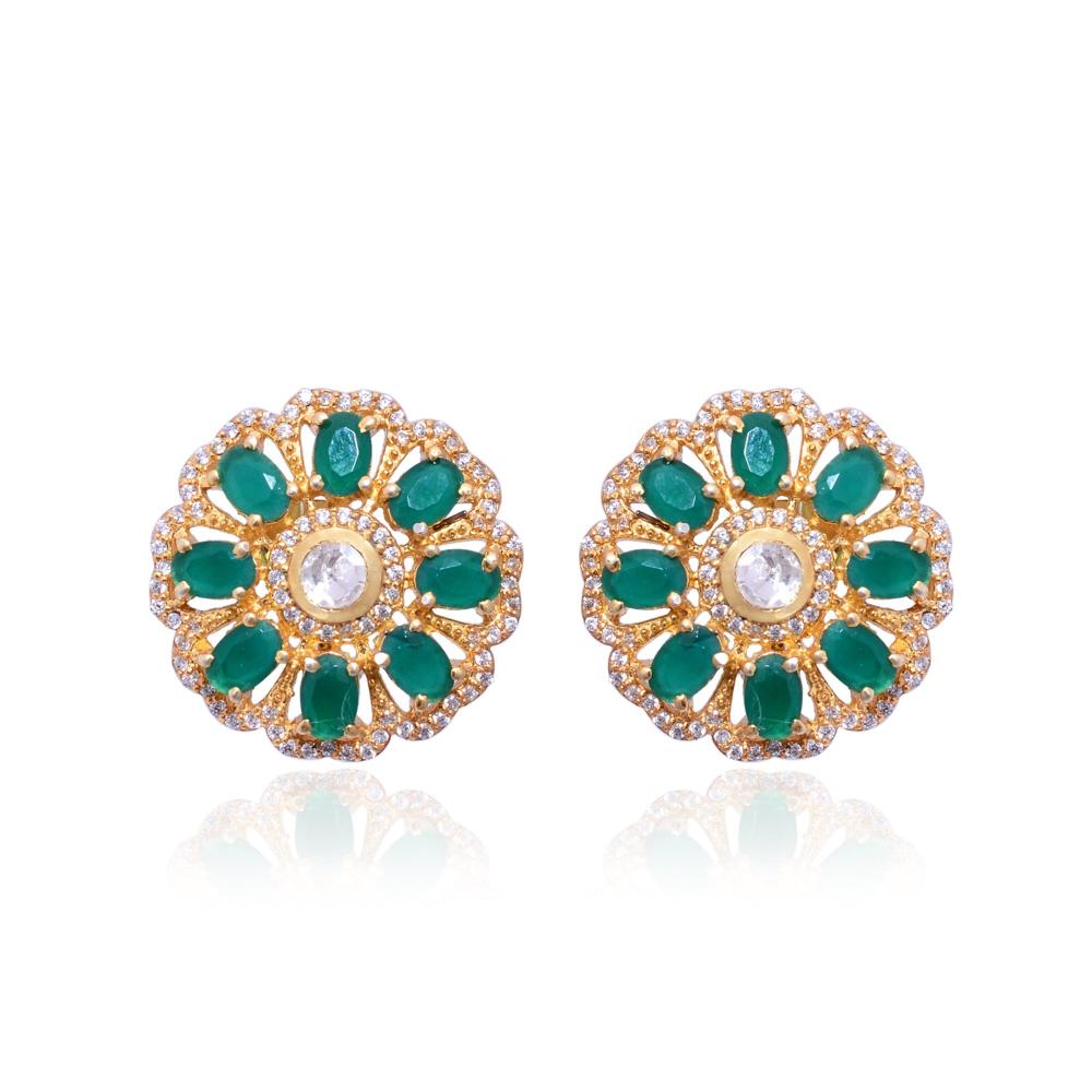 Emerald Earrings Wholesale, 925 Sterling Silver Stud Earring, Moissanite Earring
