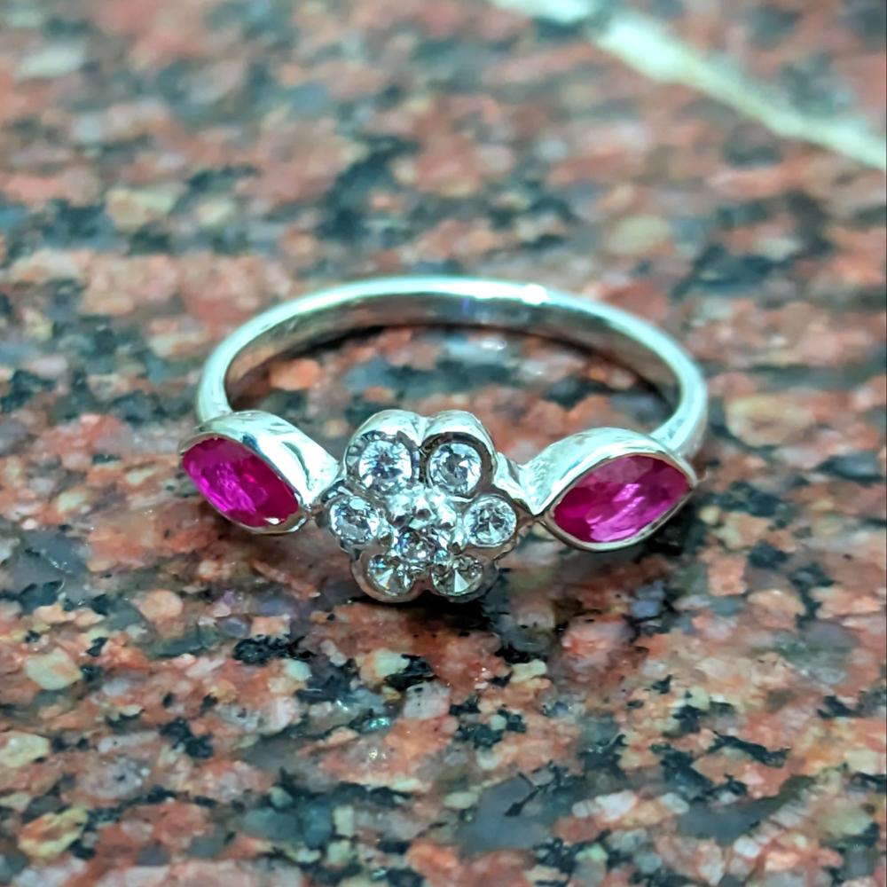 Lab Made Ruby Moissanite Promise Ring, Dainty Statement Jewelry, Gift for Her