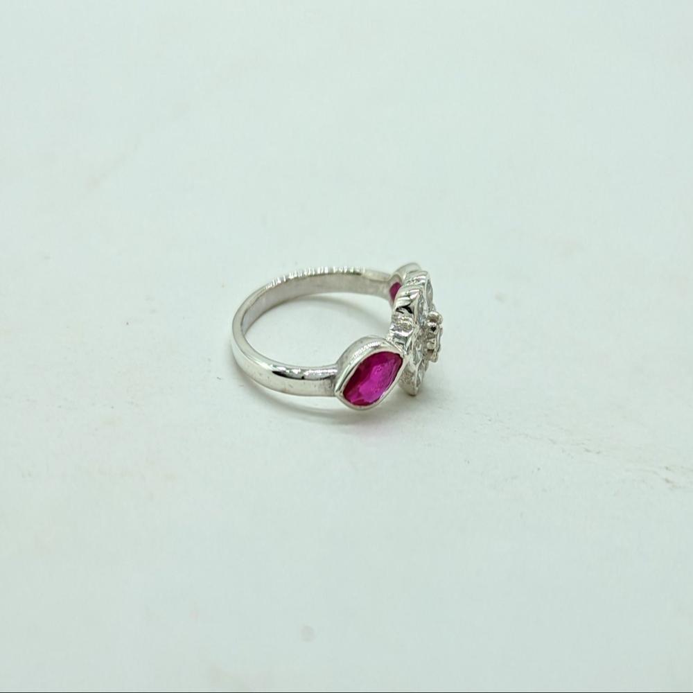 Lab Made Ruby Moissanite Promise Ring, Dainty Statement Jewelry, Gift for Her
