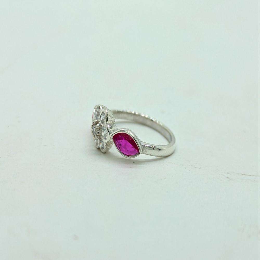 Lab Made Ruby Moissanite Promise Ring, Dainty Statement Jewelry, Gift for Her