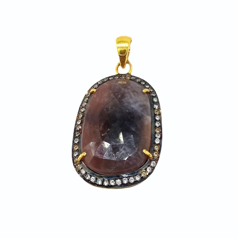 Sterling Silver Natural Faceted Ruby Artisan Pendant