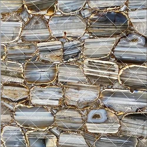 प्राकृतिक bandes agate अर्धमती रत्न स्लैब