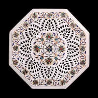 24 Inch Marble Inlay Table Top - Color: White