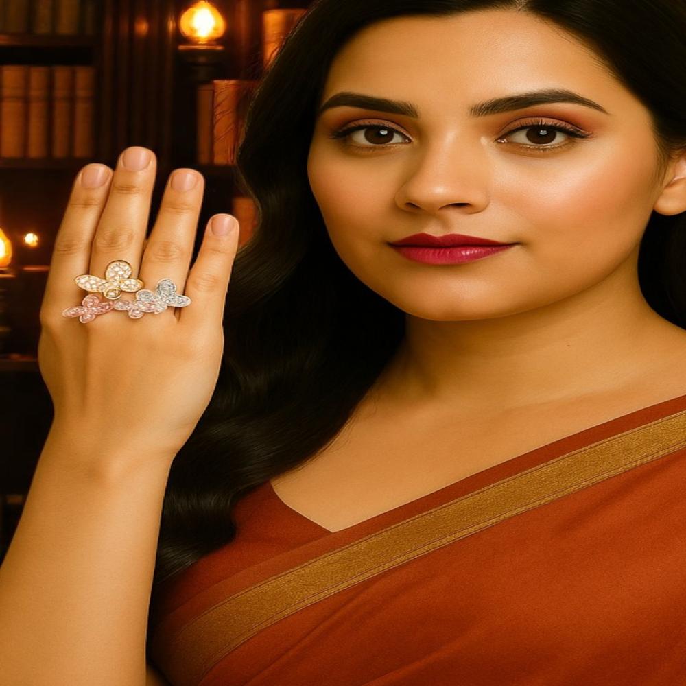 Butterfly Diamond Ring | 0.83 Ct I-J VS-SI | 14K/18K Gold Options | Rose, White & Yellow Gold | Lightweight Designer Ring | Jaipur Supplier