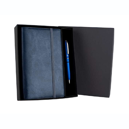 Blue Folder Elastic Closure, Pen with Matching Box