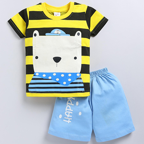 Kids Cotton Half  Sleeve And Shot Baba Suit Set