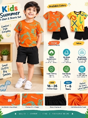 Kids Half Sleeve Baba Suit Set - Color: Different Available