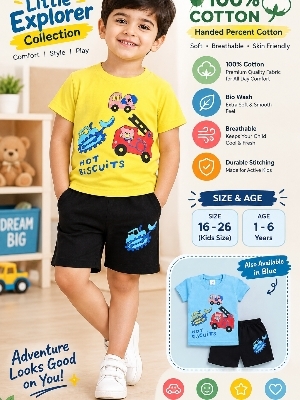 Kids Cotton Half Sleeve Baba Suit Set - Color: Different Available