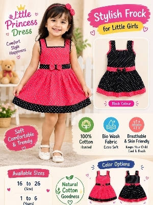 Girls Half Sleeve  Frock - Color: Different Available