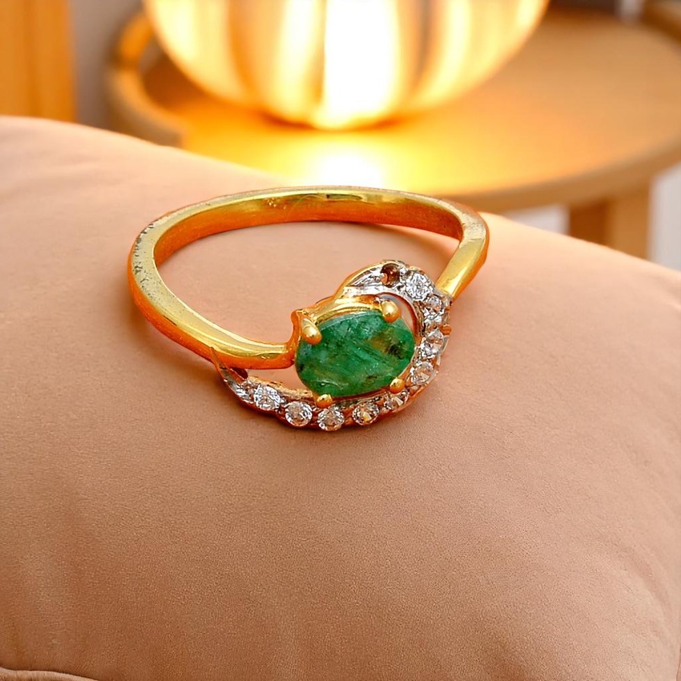 14K/18K Gold Diamond Emerald Ring | I-J SI Diamond | Rose, Yellow, White Gold Options 