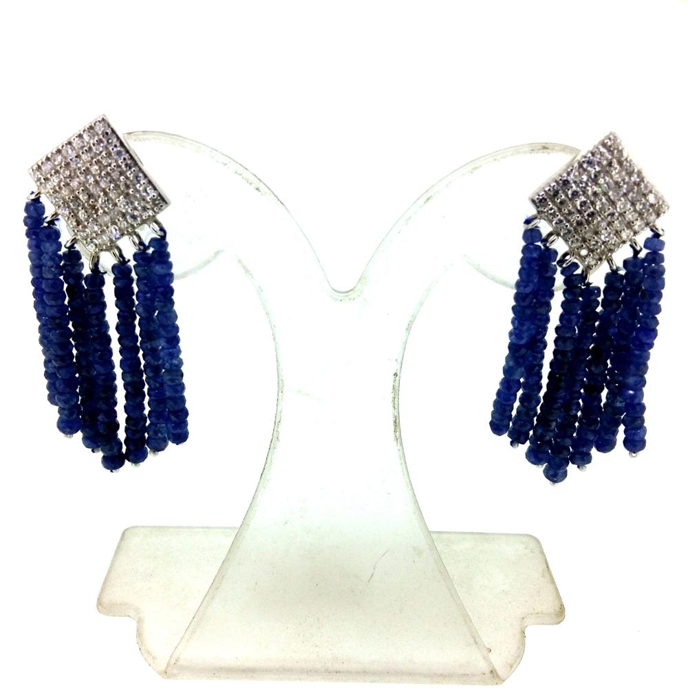 White Gold Sapphire and Diamond Earrings
