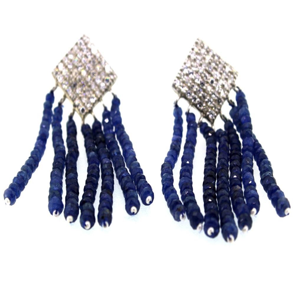 White Gold Sapphire and Diamond Earrings