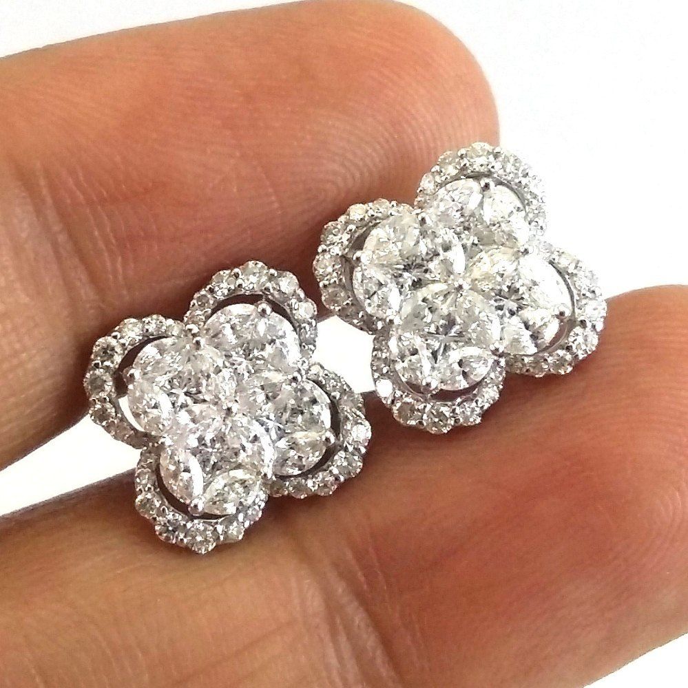 14k White Gold Stud Earrings
