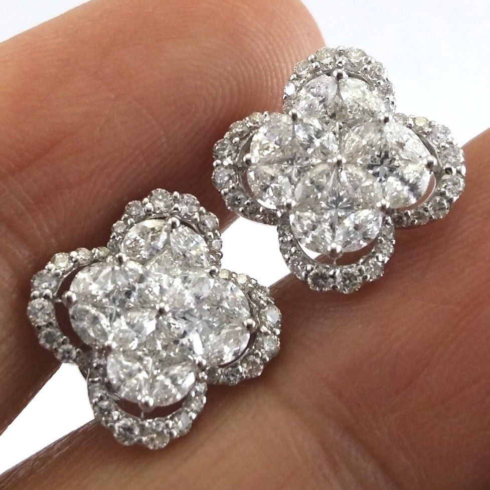 14k White Gold Stud Earrings