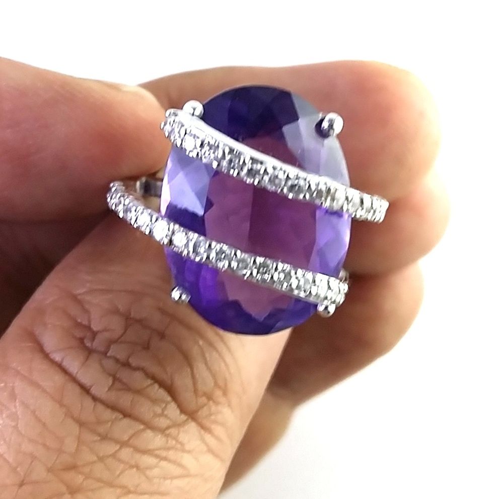 Amethyst Diamond 14k Gold Ring