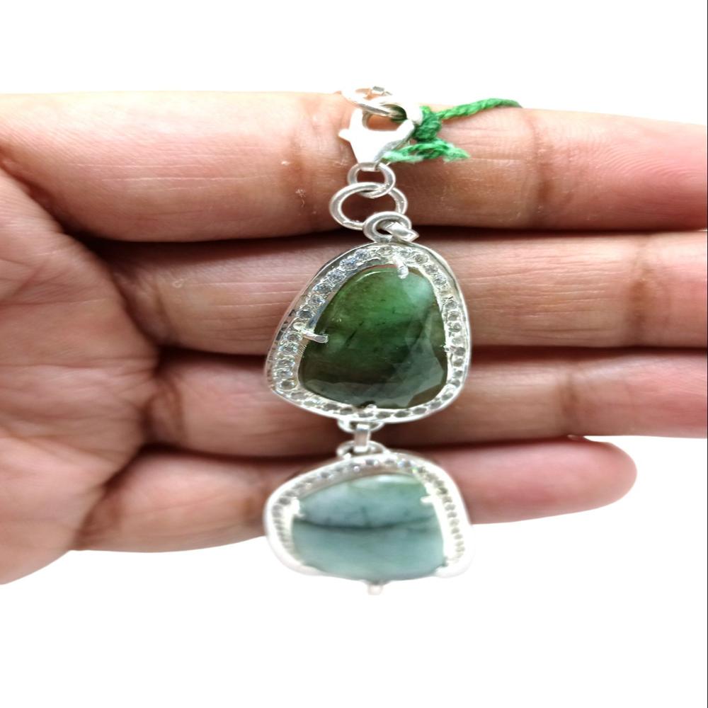 925 Sterling Silver Natural Emerald Bracelet