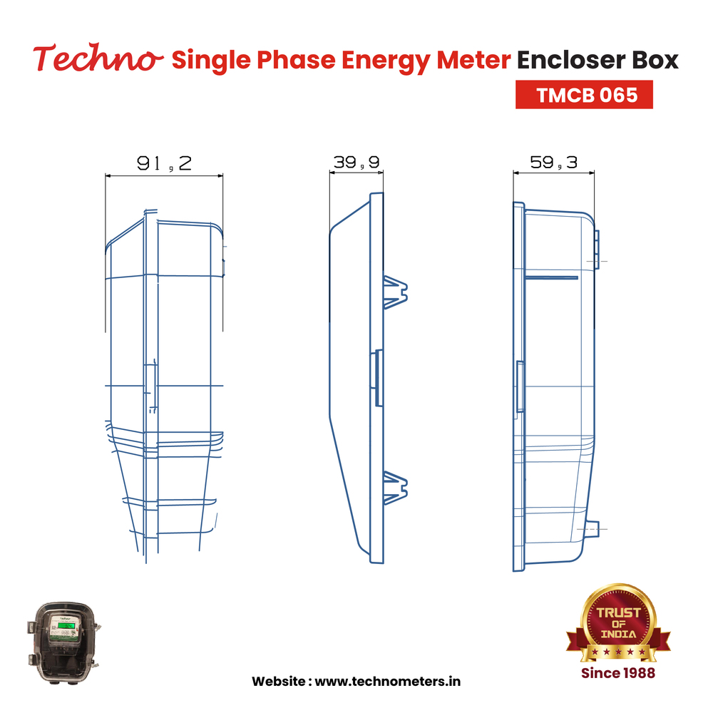 Single Phase Energy Meter Poly Carbonate Box - Material: Polycarbonate