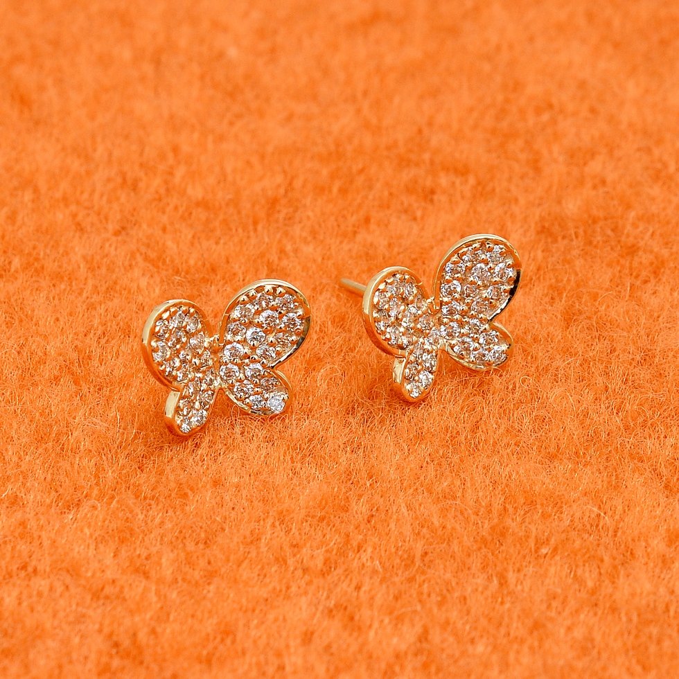 14k Rose Gold Pave Diamond Studs