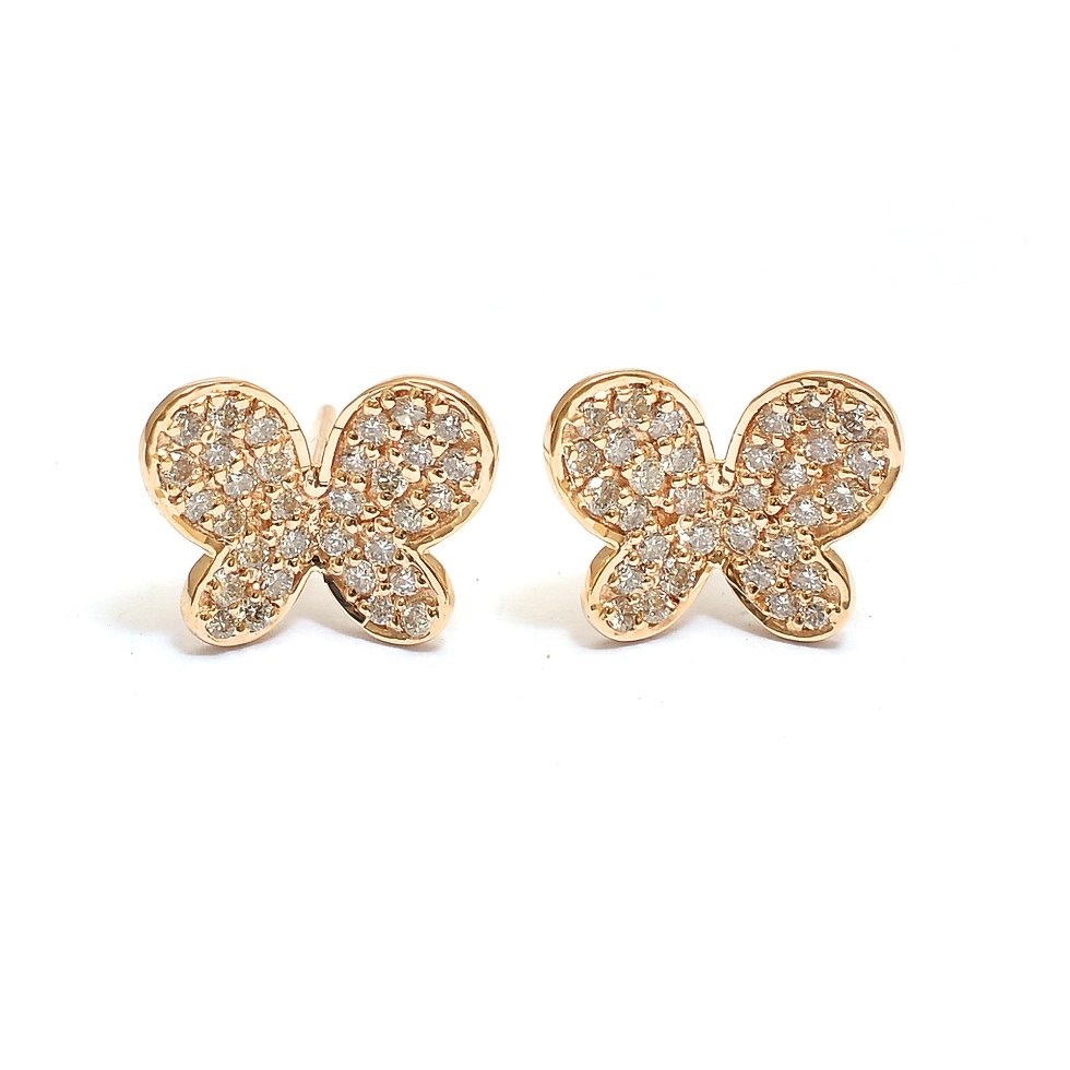 14k Rose Gold Pave Diamond Studs
