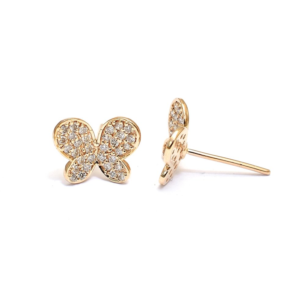14k Rose Gold Pave Diamond Studs
