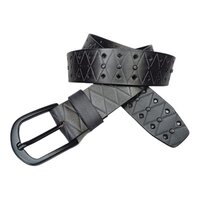 555-079 Buffalo Leather Black Belt - Buckle Material: Steel