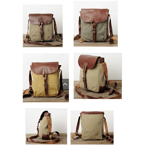 Style No-169 22X27X7cm Canvas Leather Bag