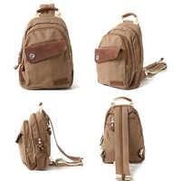 Style No-173 22x32.5x10cm Canvas Leather Bag - Color: Brown