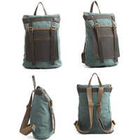Style No-174 36x42x11cm Canvas Leather Bag - Color: Grey
