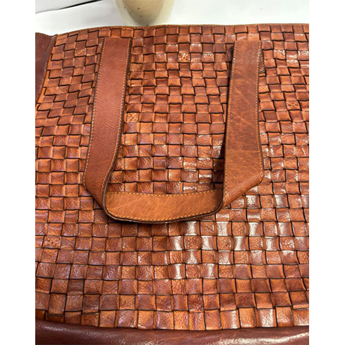 Ladies Brown Leather Waving Bags