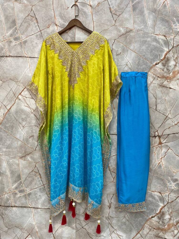 Kaftan With Pant - Bust Size: 44 Inch (In)