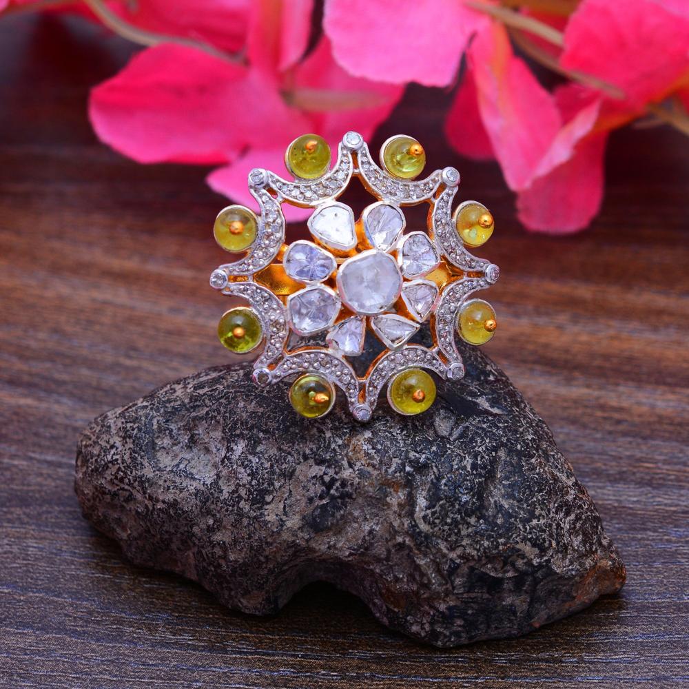 Ladies Engagement Rings, Peridot Ring, Moissanite Ring, 925 Sterling Silver Ring