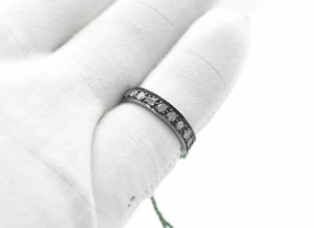 925 Sterling Silver Pave Diamond Half Eternity Wedding Band