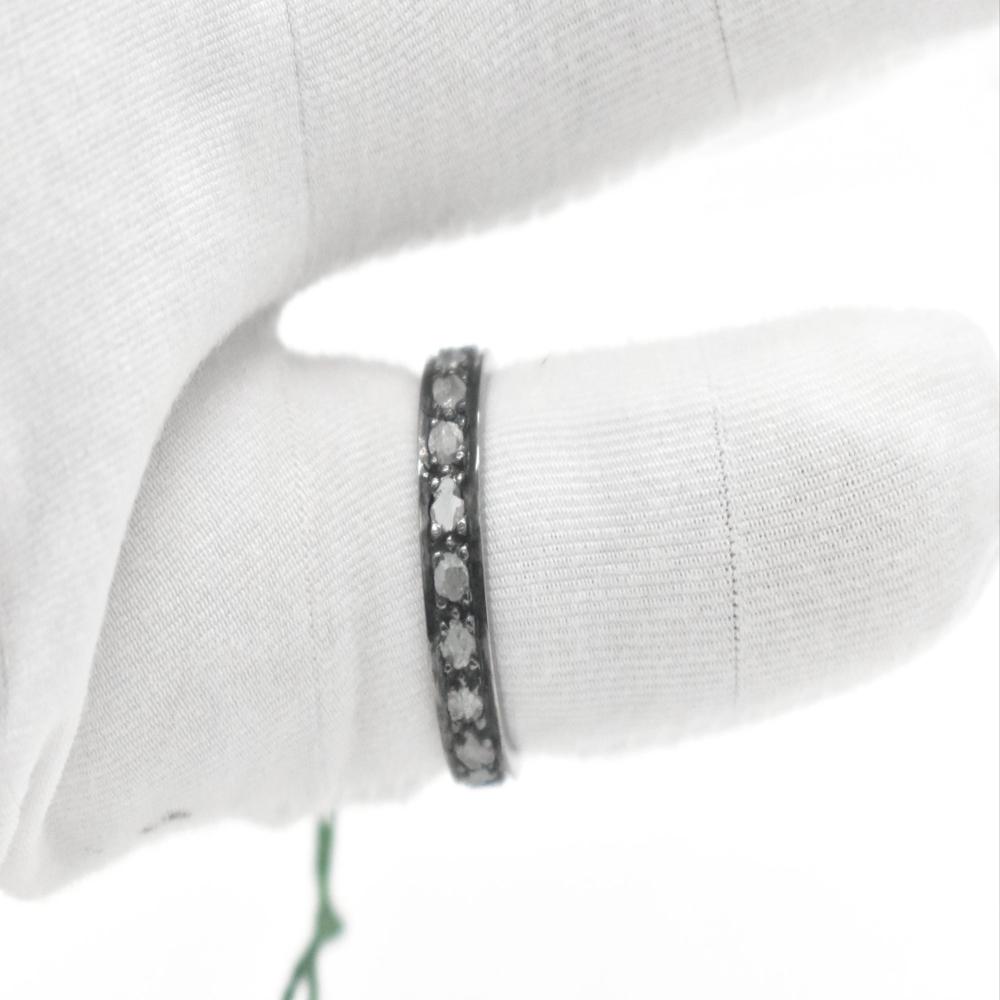 925 Sterling Silver Pave Diamond Half Eternity Wedding Band