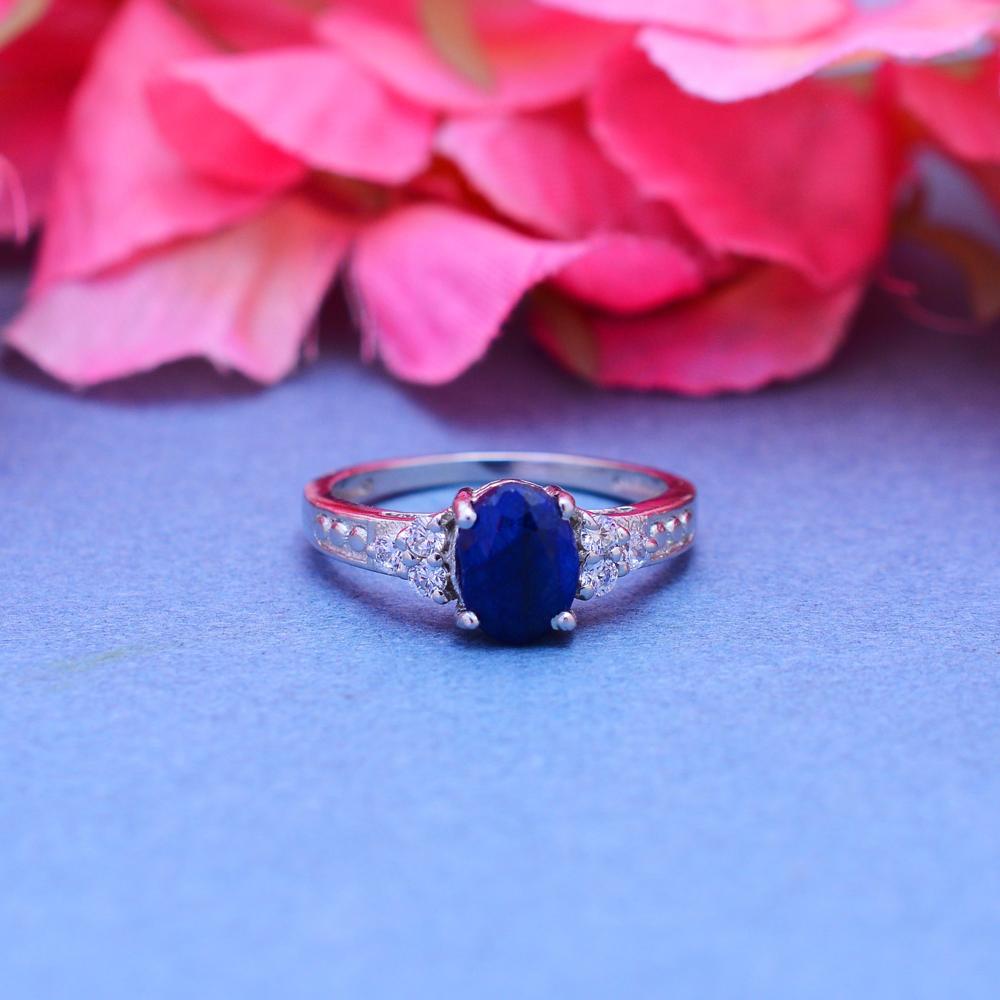 Natural Sapphire Ring In 925 Sterling Silver, Gemstone Rings