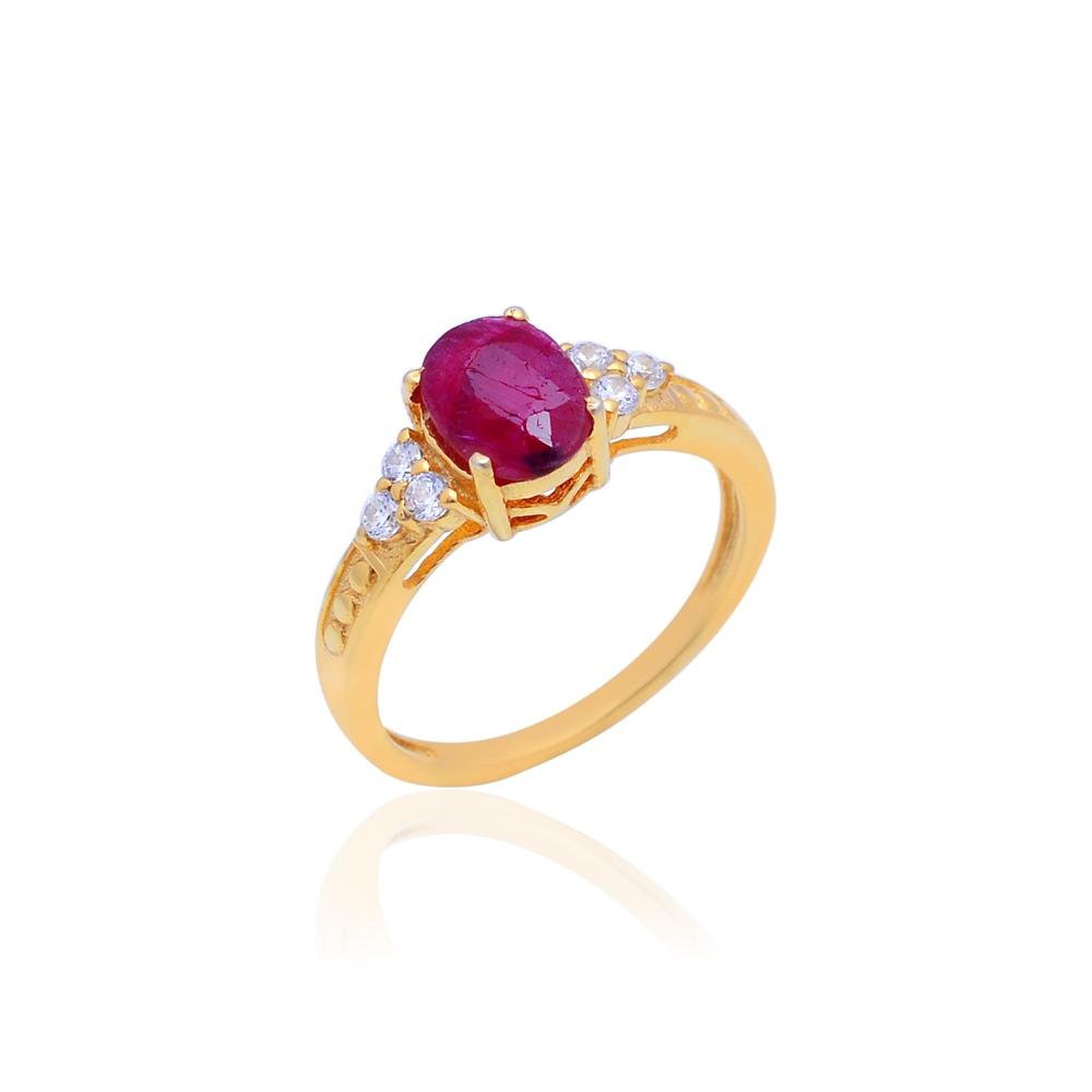 925 Sterling Silver Ruby Gemstone Ring, Zircon Ring