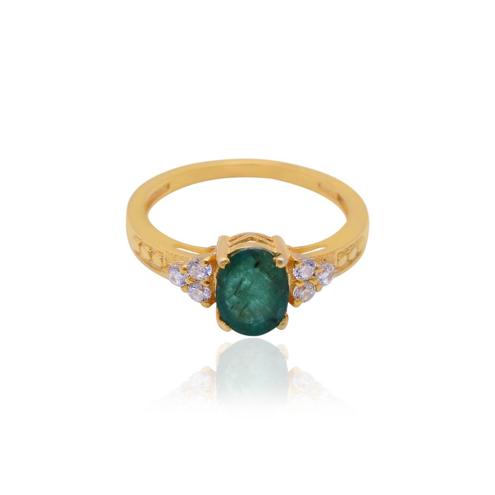 Ladies Emerald Ring, 925 Sterling Silver Ring, Gemstone Rings