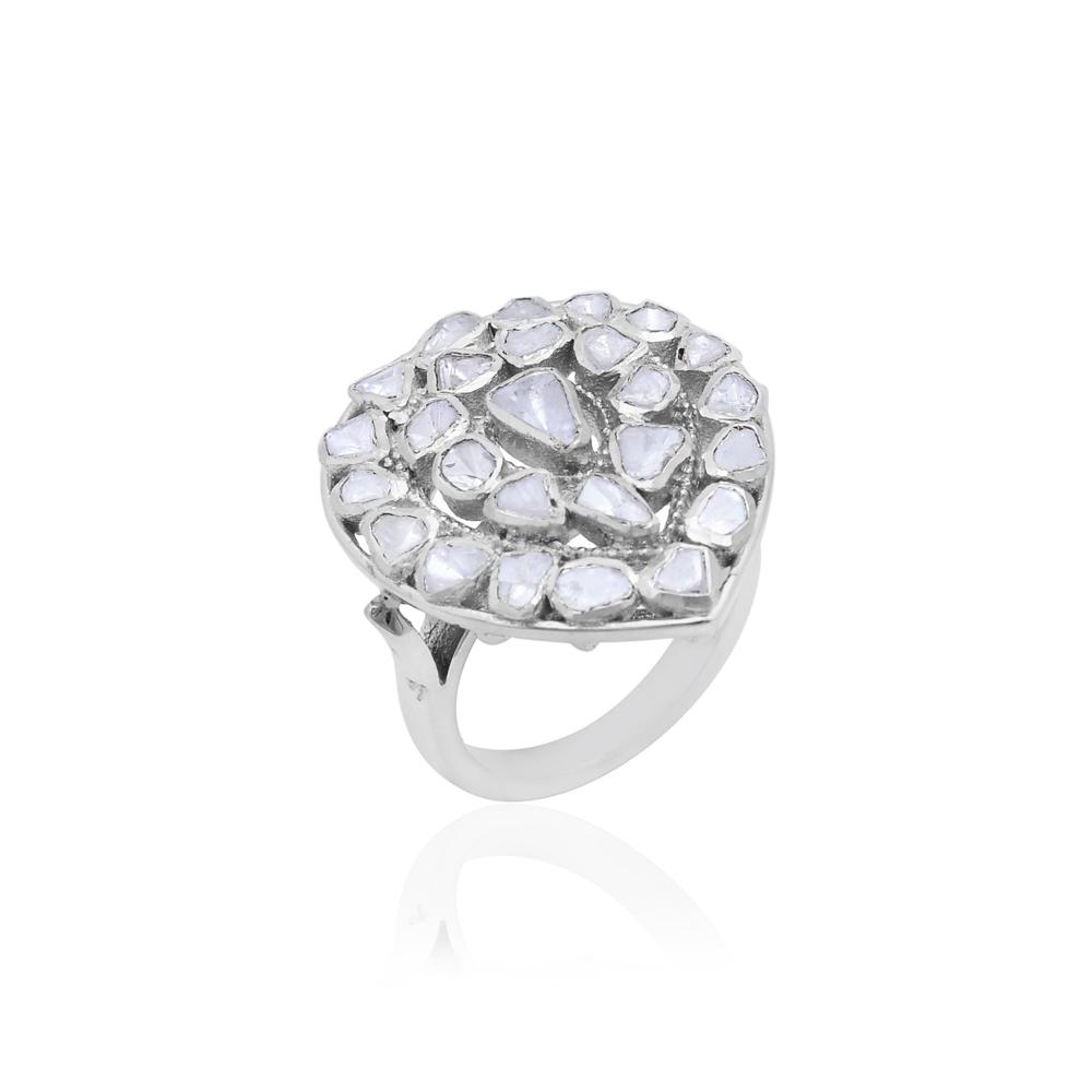 Moissanite Ring, Engagement Ring, 925 Sterling Silver Statement Ring