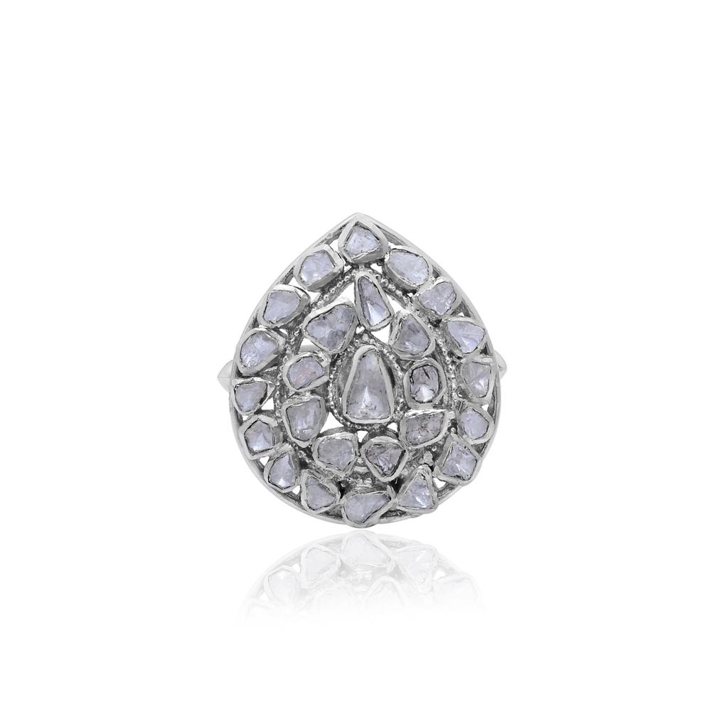Moissanite Ring, Engagement Ring, 925 Sterling Silver Statement Ring