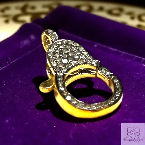 925 Silver Diamond Clasp Lock with Pave Setting 