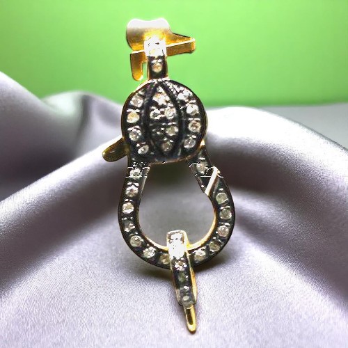 hutenium Silver Diamond Clasp with 0.65 Ct Pave-Set Natural Diamonds
