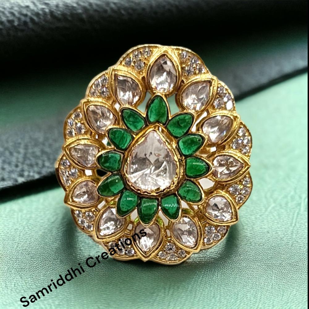 Emerald Polki Ring