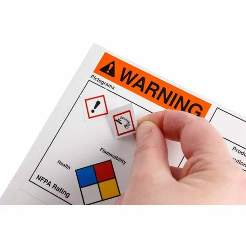 Ghs And Nfpa Labels With Die-cut Ghs Pictos-write On - Color: White