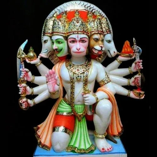 2.5 Feet Marble Panchmukhi Hanuman Statue